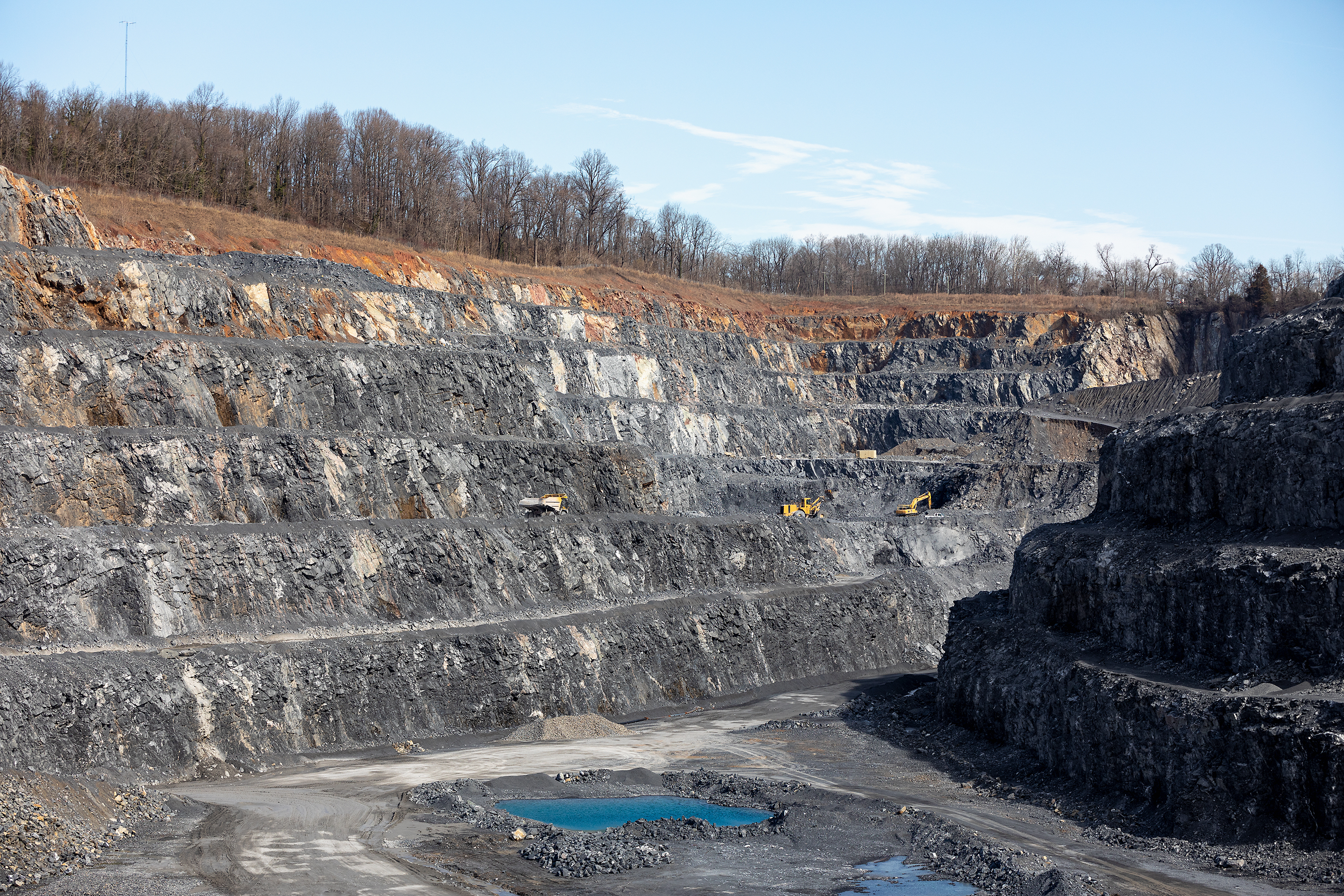 Limestone quarry with Komatsu equipment working