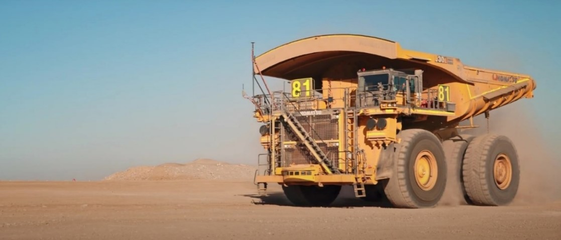 AHS truck in operation at the Lomas Bayas copper mine in Chile.